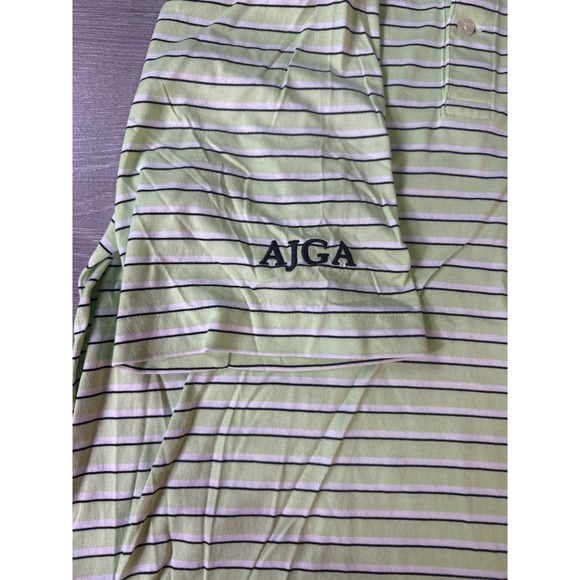 Polo Golf Ralph Lauren Mens Small Lime Green Striped Pima Cotton AJGA Polo Shirt - Picture 6 of 12